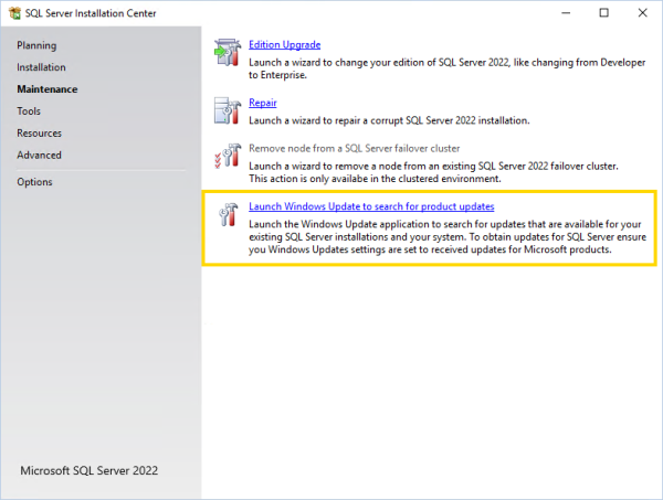 Cumulative Update for SQL Server